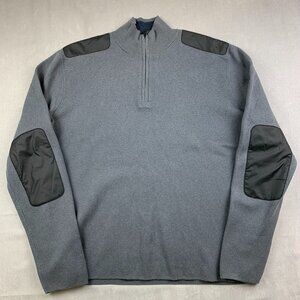 Victorinox Mens Sweater XL Gray 1/4 Zip Commando Long Sleeve Patches Knit Army